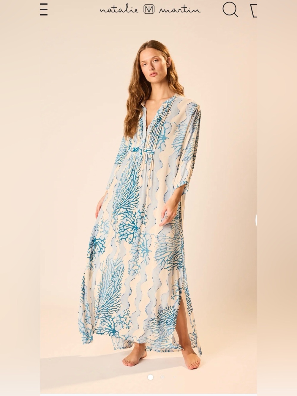Natalie Martin Sammie Maxi Dress in Coral Wave Print XL NWT